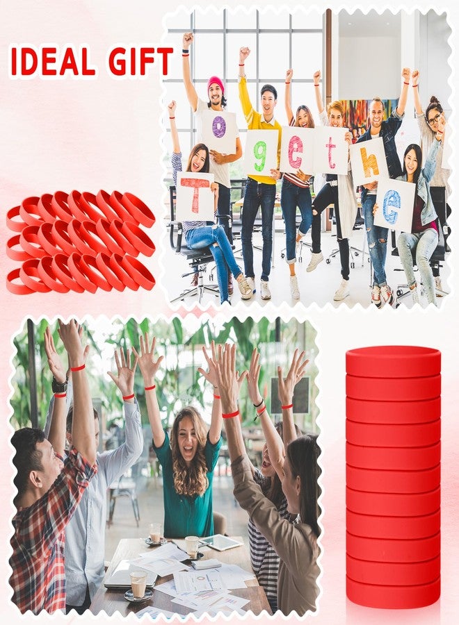 Liliful 100 Pcs Silicone Rubber Wristbands Rubber Wristband Bracelet Bands for Silicone Wristbands for Women Men(Red) - Image 3